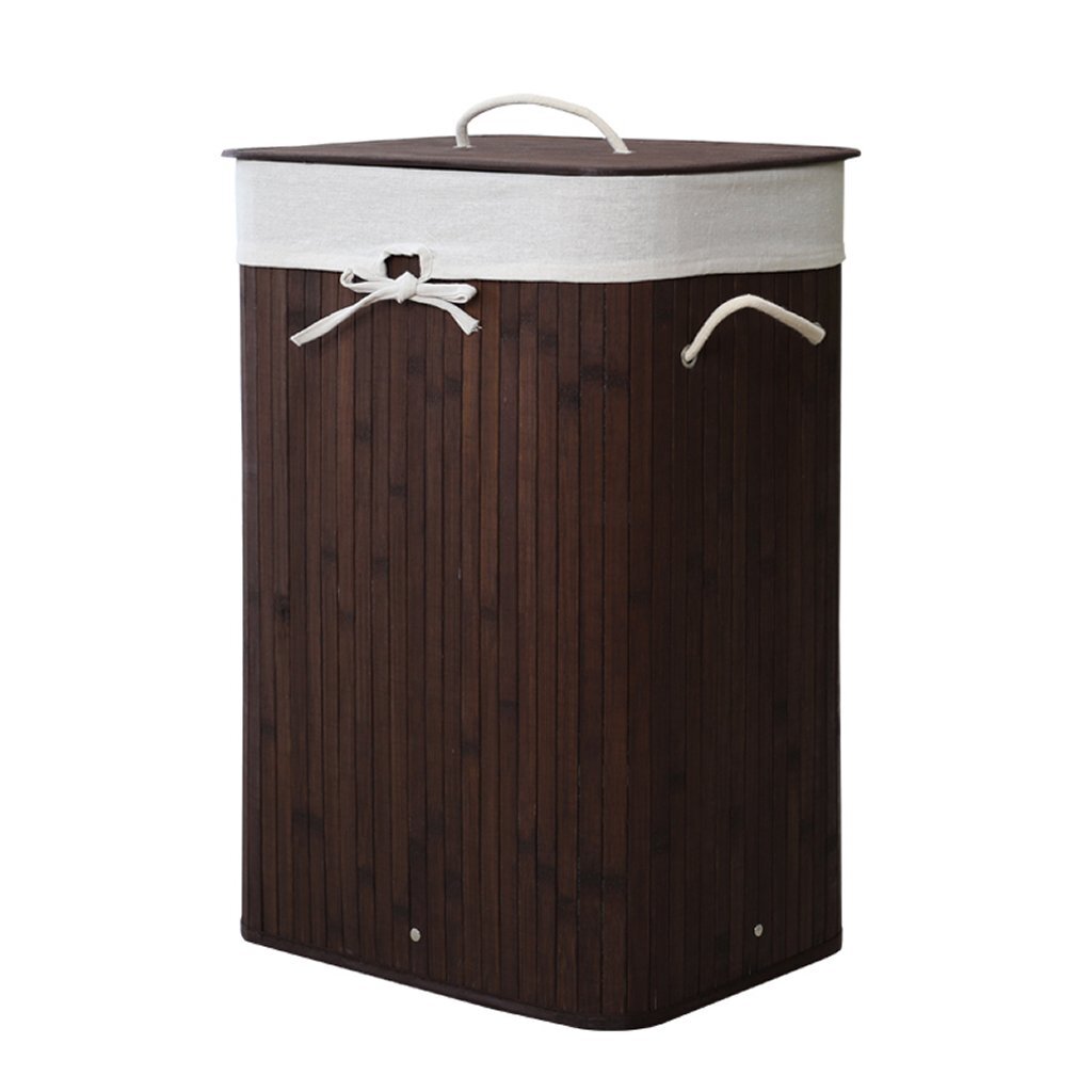 Homestyle pro rechthoekige bamboe wasmand 40x30x60 cm bruin wit