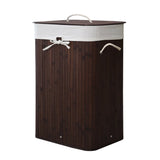 Homestyle pro rechthoekige bamboe wasmand 40x30x60 cm bruin wit