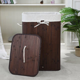 Homestyle pro rechthoekige bamboe wasmand 40x30x60 cm bruin wit