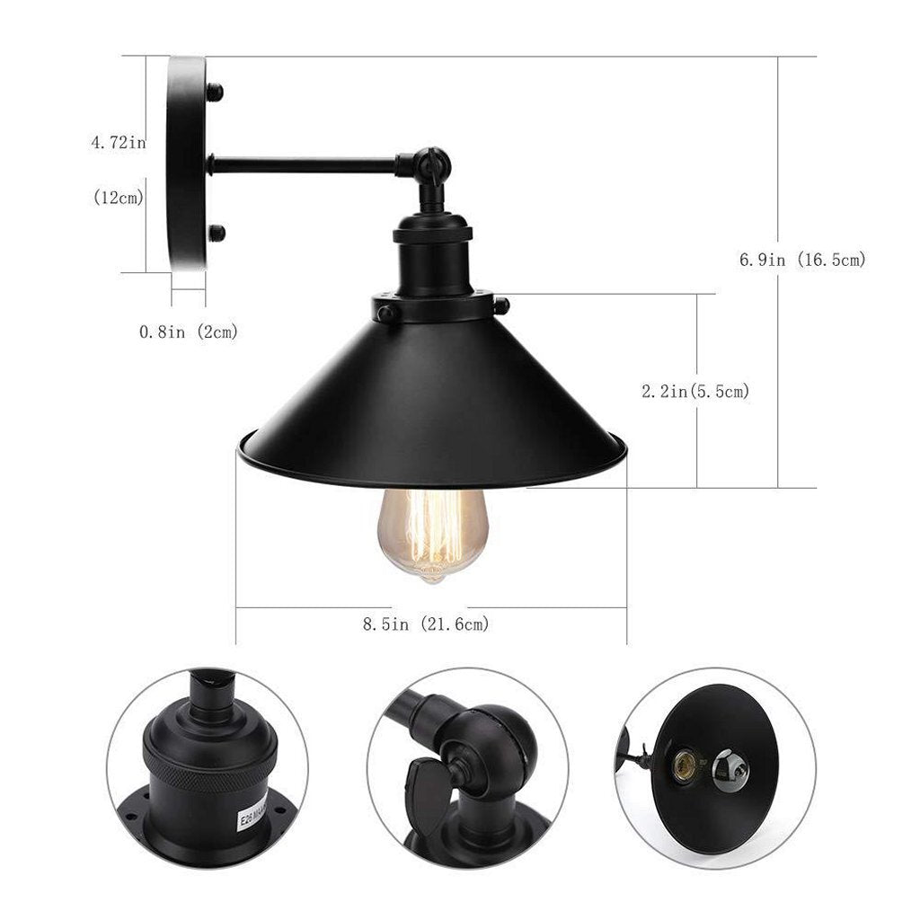 Homestyle pro mk023-b industri euml;le wandlamp 22 cm zwart metaal