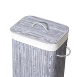 Homestyle pro rechthoekige bamboe wasmand 40x30x60 cm grijs wit