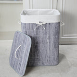 Homestyle pro rechthoekige bamboe wasmand 40x30x60 cm grijs wit