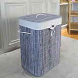 Homestyle pro rechthoekige bamboe wasmand 40x30x60 cm grijs wit
