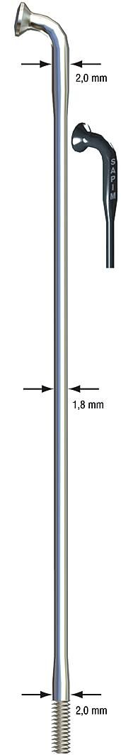 Sapim spaak race spoke race sst 2x1,8x258mm db sil.