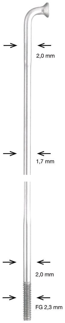 Alpina spaak spoke sst db 2x1,7x2mm 262mm sil.
