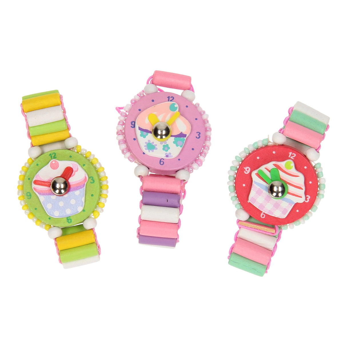 Houten horloge cupcake