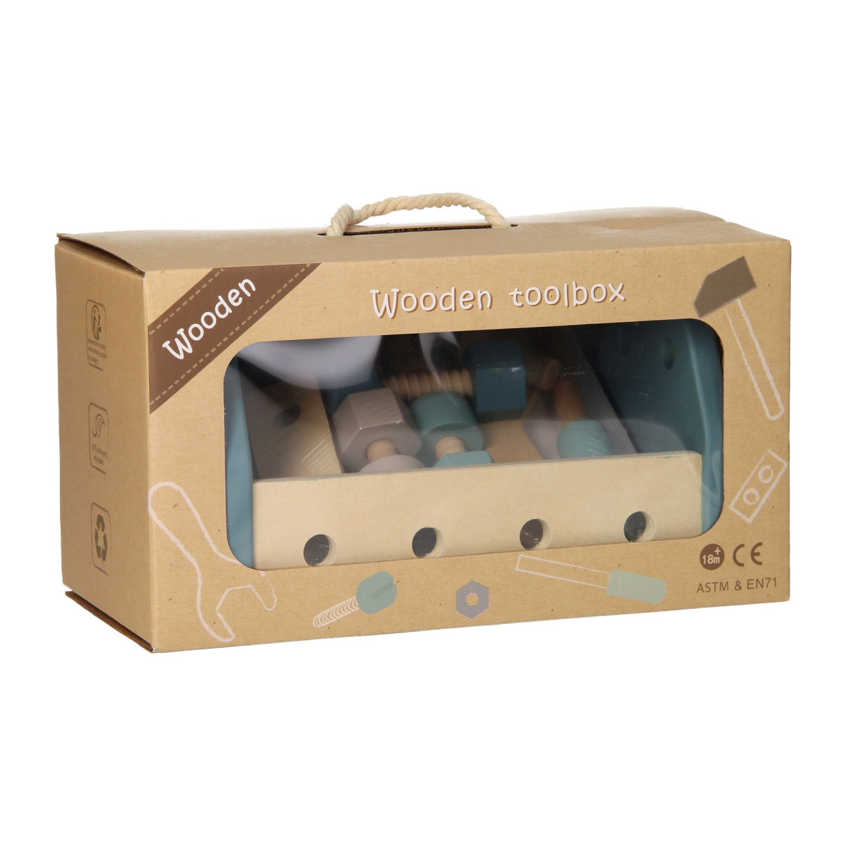 Houten gereedsschapskist - blauw