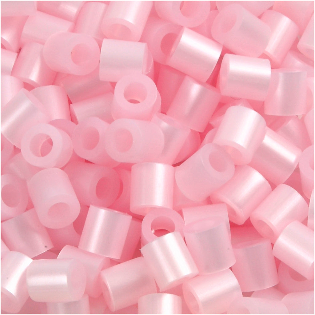 Nabbi strijkkralen, afm 5x5 mm, gatgrootte 2,5 mm, medium, roze parelmoer (32259), 6000 stuk 1 doos