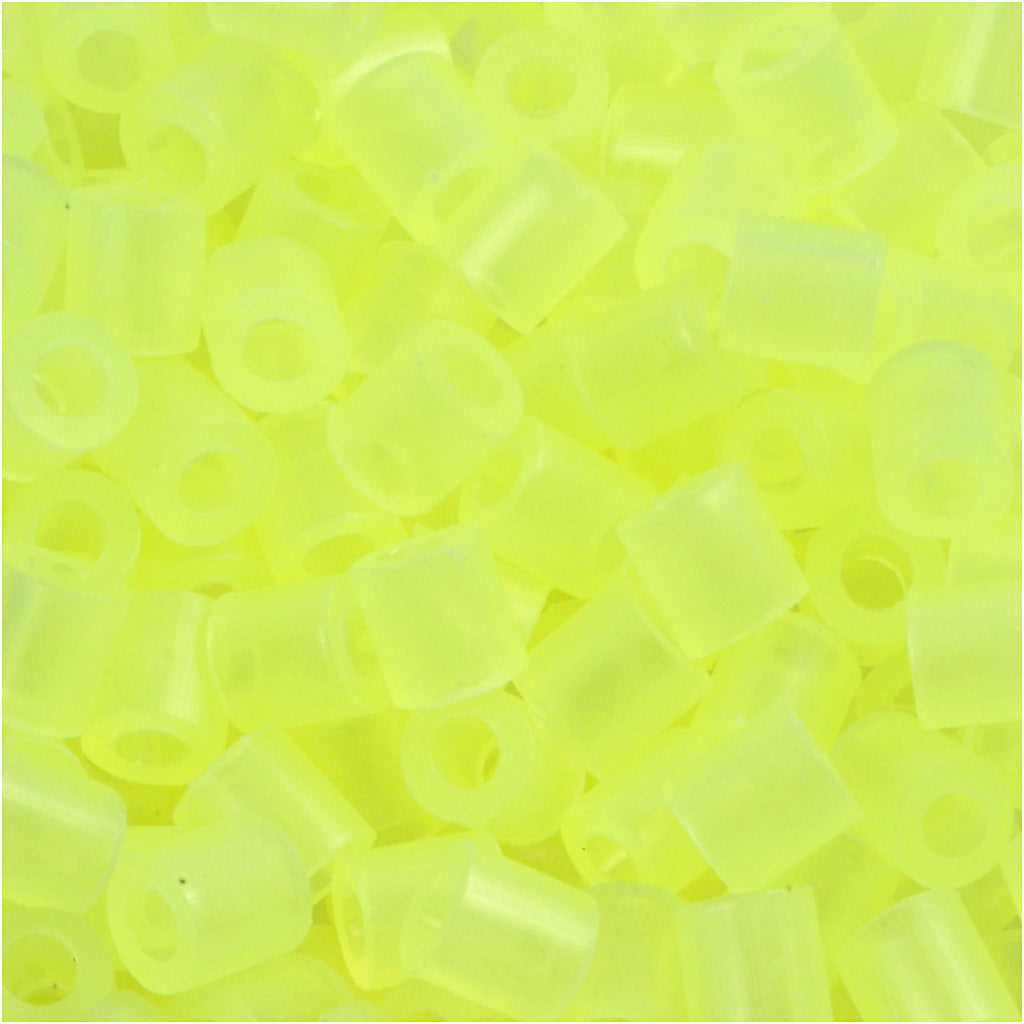 Nabbi strijkkralen, afm 5x5 mm, gatgrootte 2,5 mm, medium, neon geel (32223), 1100 stuk 1 doos