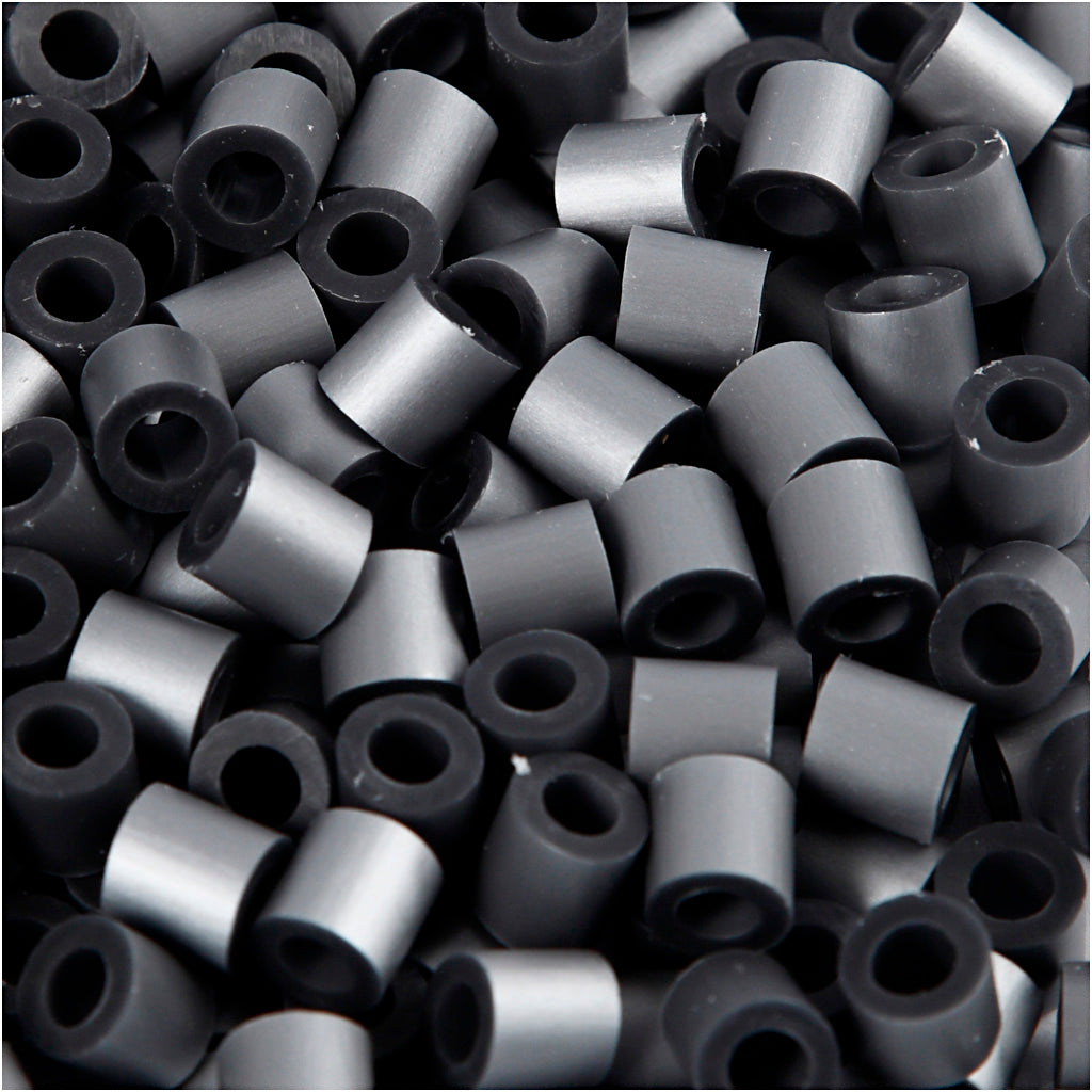 Nabbi strijkkralen, afm 5x5 mm, gatgrootte 2,5 mm, medium, zilver (32262), 1100 stuk 1 doos