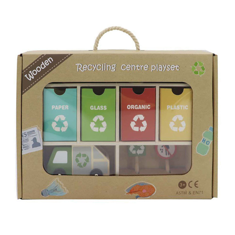 Houten recyclingcentrum speelset