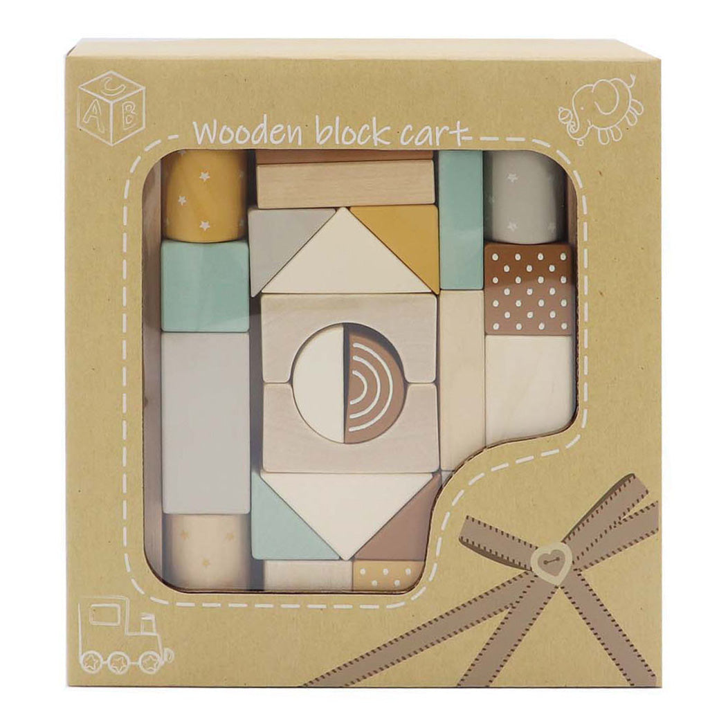Houten blokken kar, 25dlg.