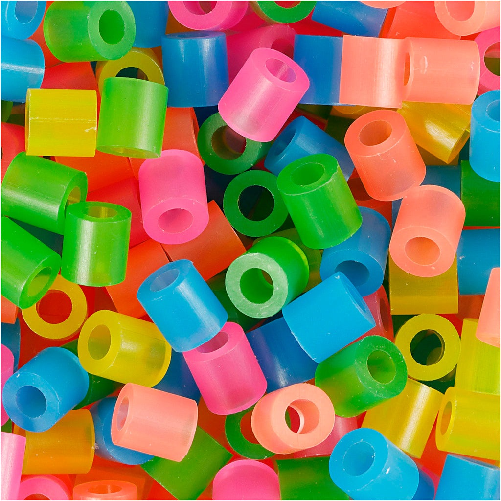 Nabbi strijkkralen, afm 5x5 mm, gatgrootte 2,5 mm, medium, neon kleuren, 20000 div 1 emmer