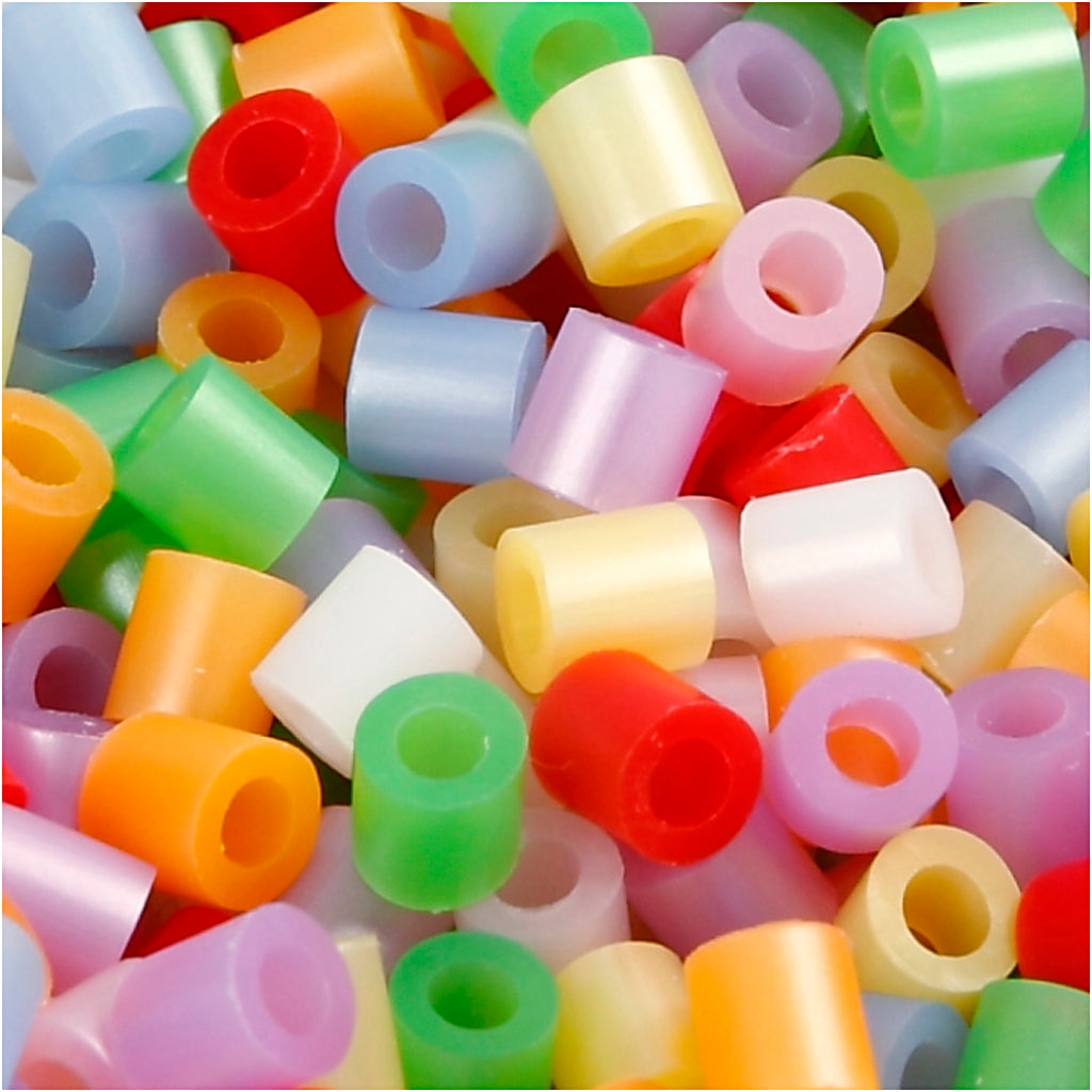 Nabbi strijkkralen, afm 5x5 mm, gatgrootte 2,5 mm, medium, parelmoer kleuren, 1100 div 1 doos