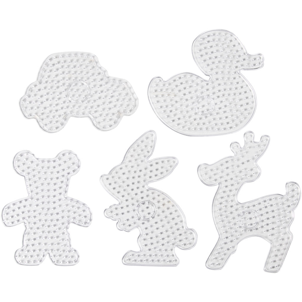 Creativ company onderplaat, teddybeer, auto, rendier, eend en konijn, afm 16x19,5-19x24 cm, jumbo, helder, 5 stuk 1 doos