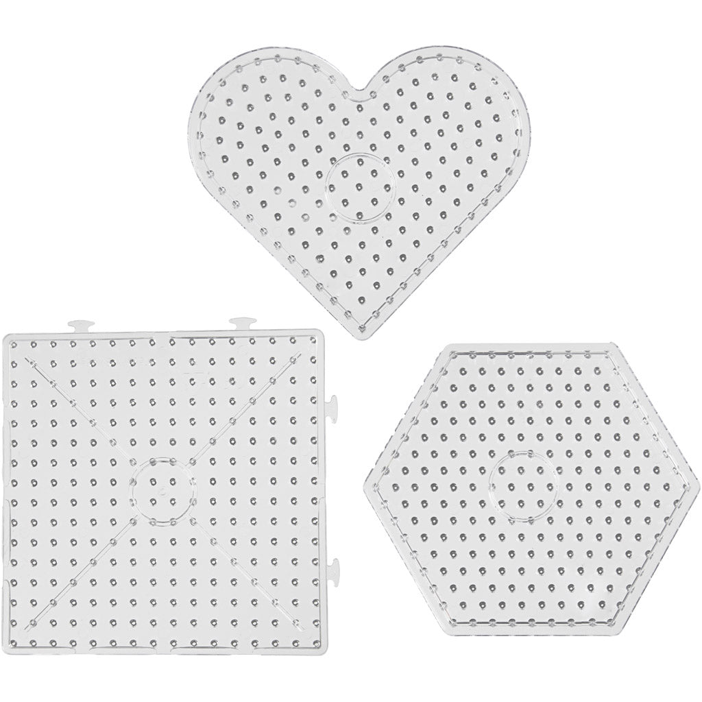 Creativ company onderplaat, harten, zeshoeken, vierkanten, afm 15x15-17,5x17,5 cm, jumbo, helder, 6 stuk 1 doos
