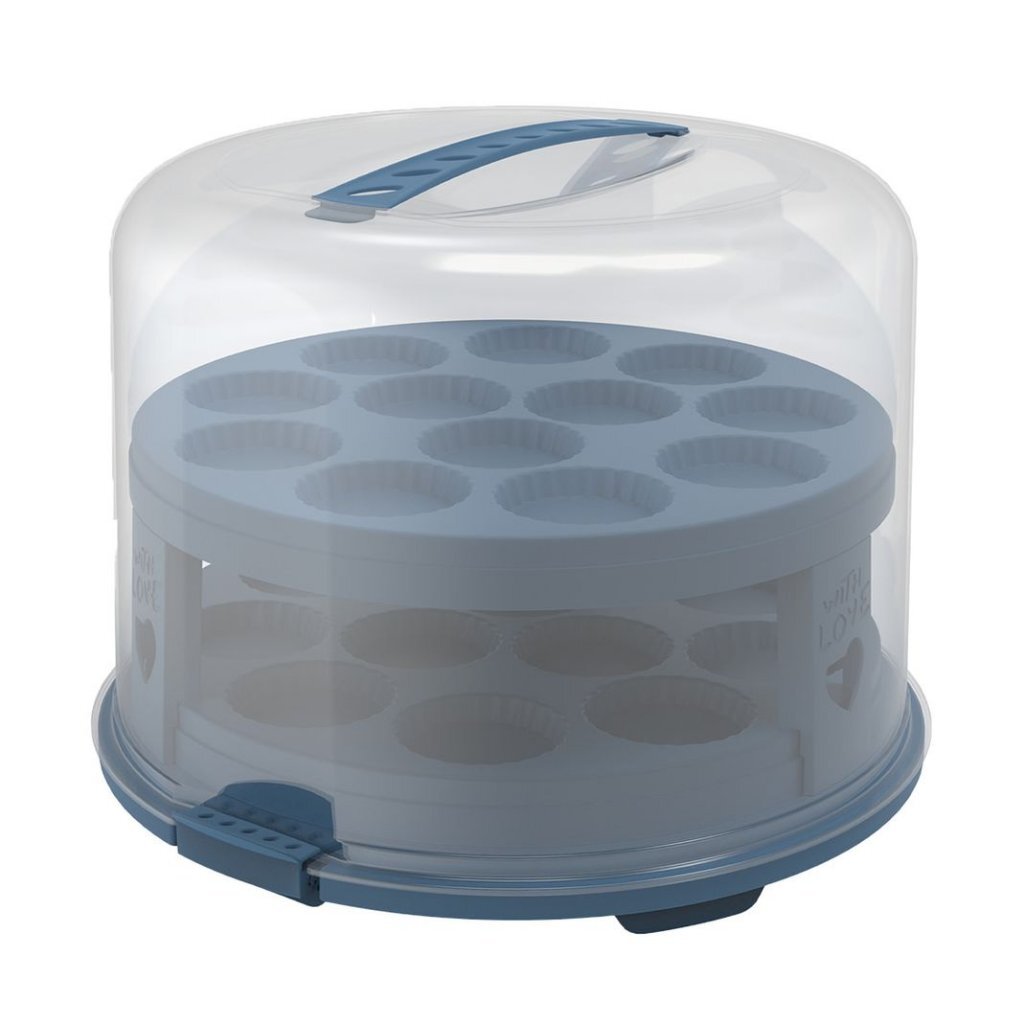 Rotho fresh taartdoos xl + cupcake-houders 35.5x34.5x26 cm horizon blauw transparant