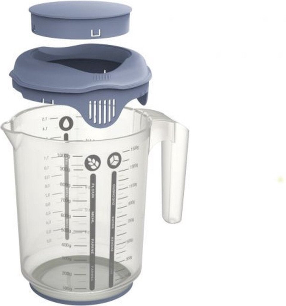 Rotho fresh mixbeker met spatdeksel 1,5l horizon blauw