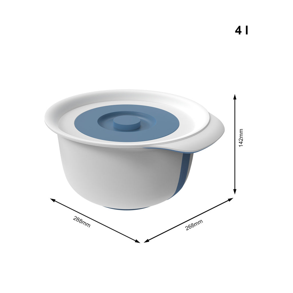 Rotho fresh beslagkom met spatdeksel 4l horizon blauw