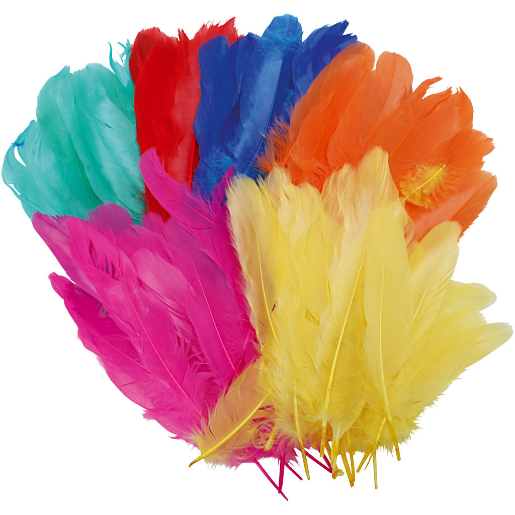 Creativ company veren, l: 8-14 cm, diverse kleuren, 120 stuk 1 zak