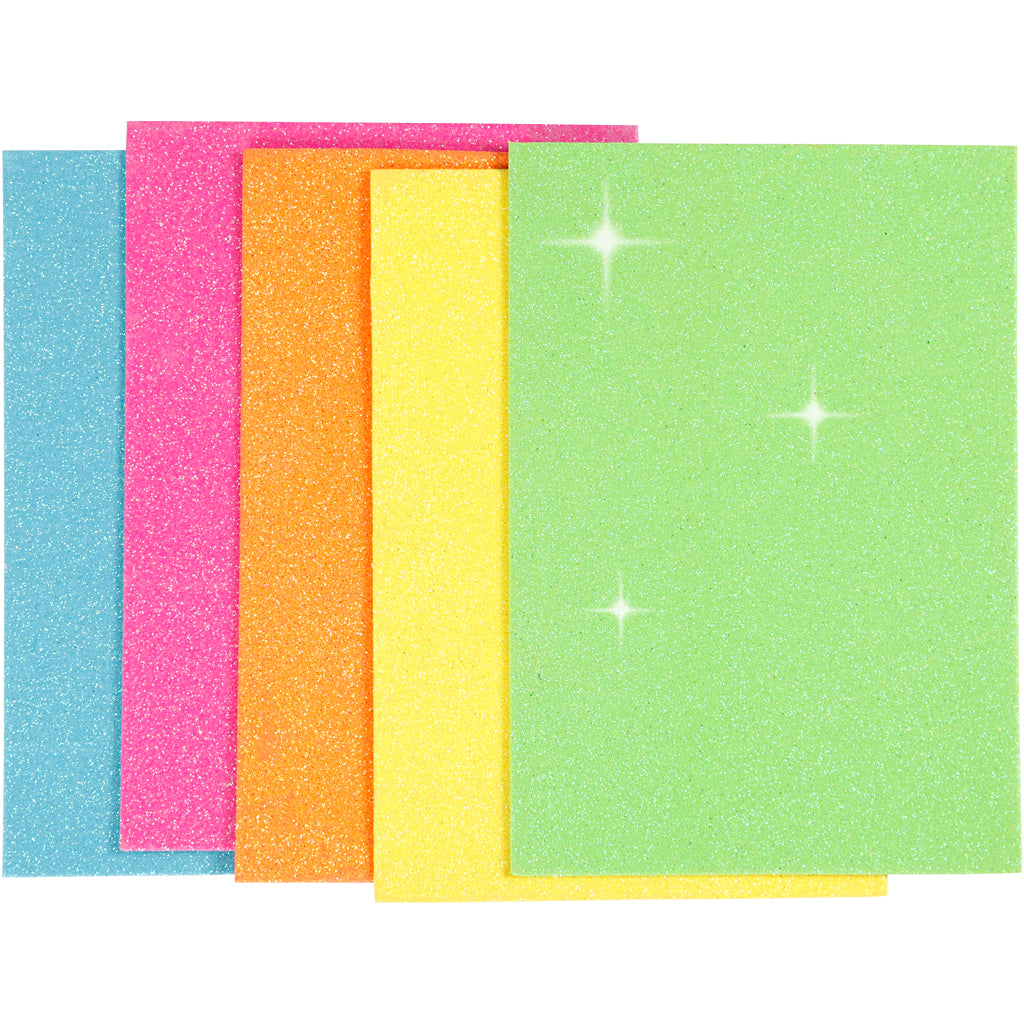 Creativ company foam vellen, a5, vel 150x210 mm, dikte 2 mm, diverse kleuren, 5 vel 1 doos