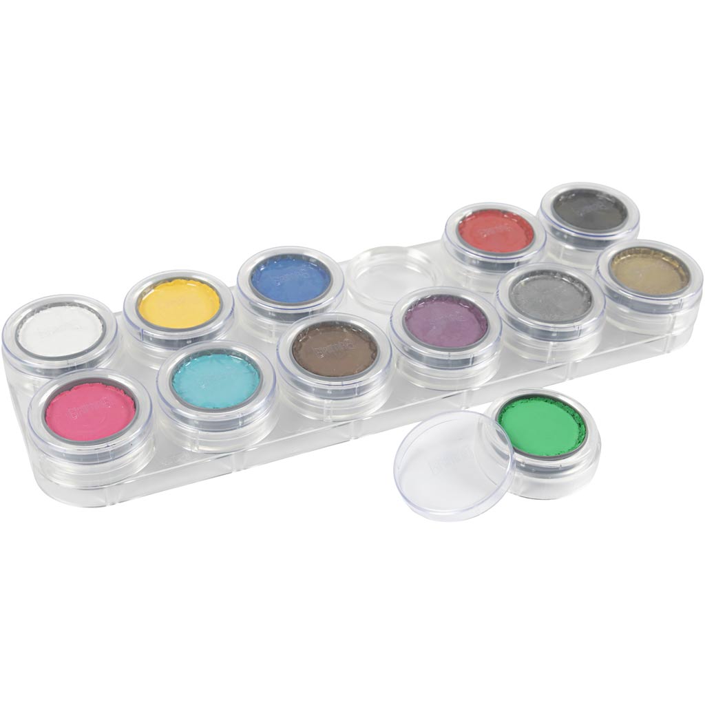 Grimas schmink - schminkpalet, diverse kleuren, 12x2,50 ml 1 stuk
