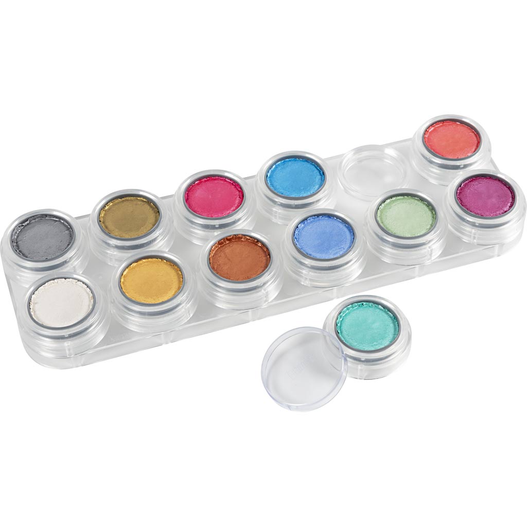 Grimas schmink - schminkpalet, parelmoer kleuren, 12x2,50 ml 1 stuk