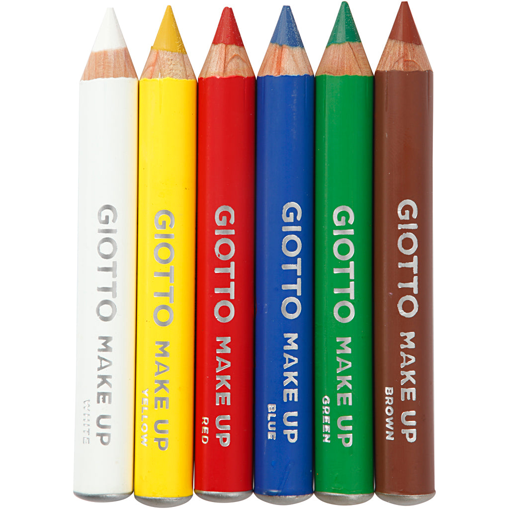 Giotto schminkpotloden, l: 9 cm, standaardkleuren, 6 stuk 1 doos