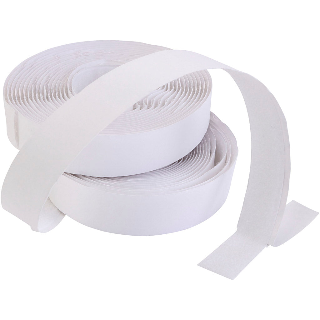 Klittenband klittenband, zelfklevend, dikte 2 cm, wit, 25 m 1 doos