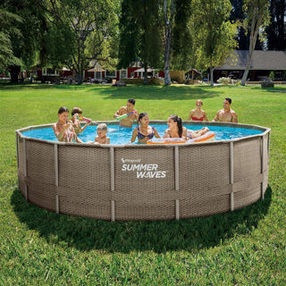 Summer waves zwembad elite frame 488 x 122 cm dark triple basketweave + zandfilterpomp