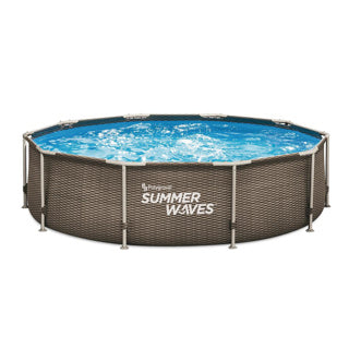 Summer waves zwembad active frame 305 x 76 cm dark double rattan + filterpomp