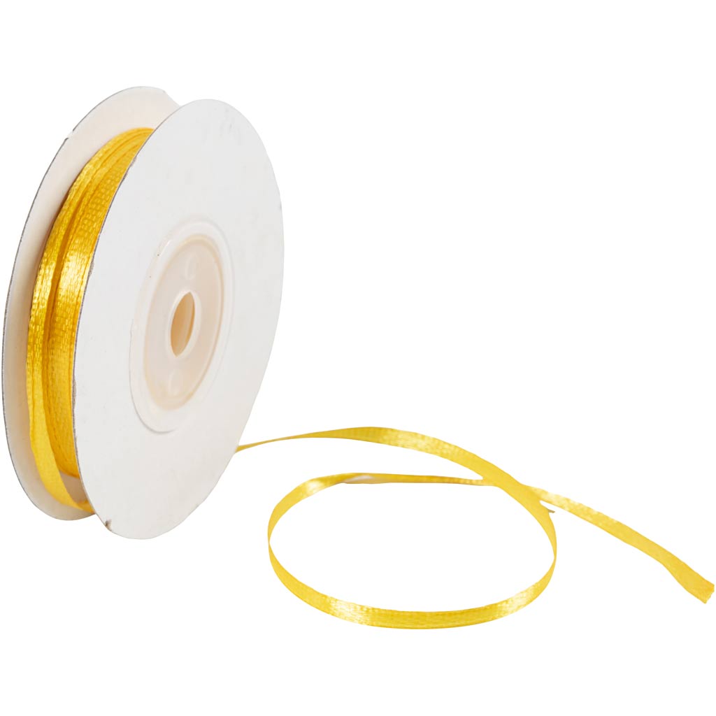 Creativ company satijnlint, b: 3 mm, sun yellow, 30 m 1 rol