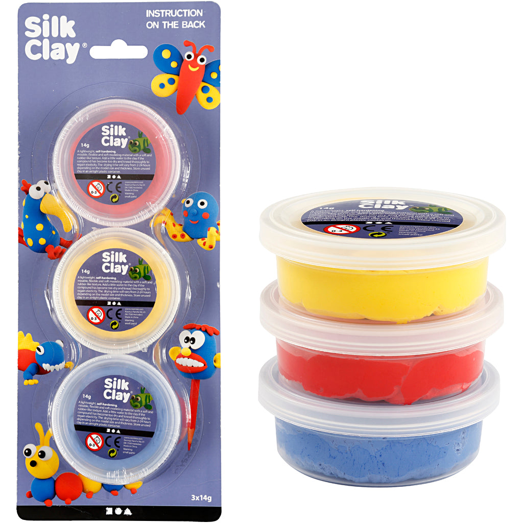 Silk clay ®, blauw, rood, geel, 3x14 gr 1 doos