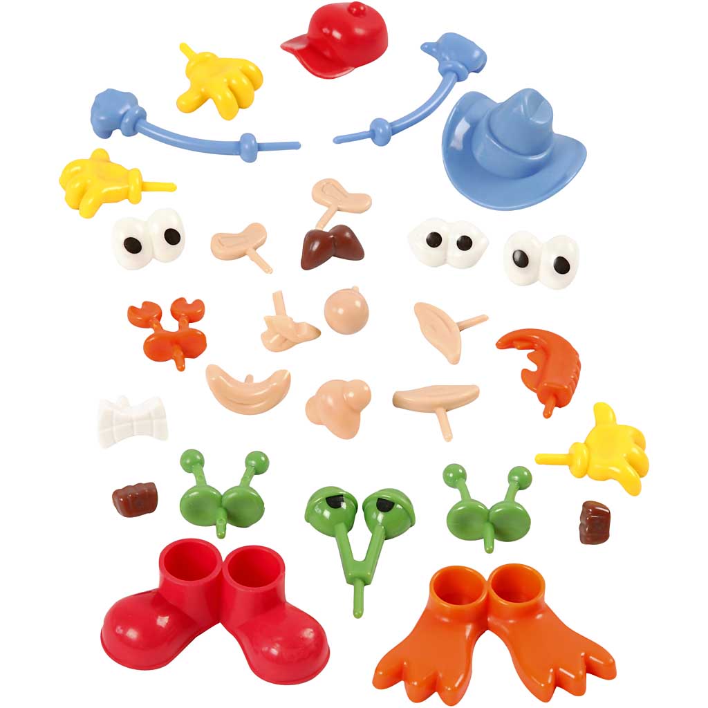 Creativ company lichaamsdelen, afm 0,8-6,8 cm, diverse kleuren, 26 stuk 1 doos