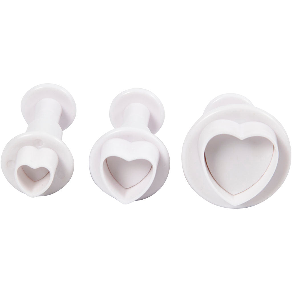 Creativ company uitsteekvormen met stempel, hart, d 2+2,3+3 cm, wit, 3 stuk 1 doos