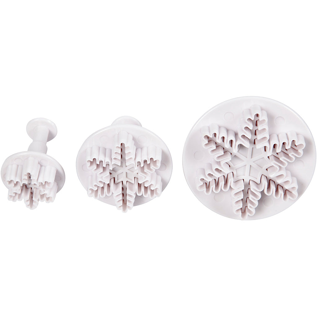 Creativ company uitsteekvormen met stempel, sneeuwvlok, d 3,2+4,8+6,5 cm, wit, 3 stuk 1 doos