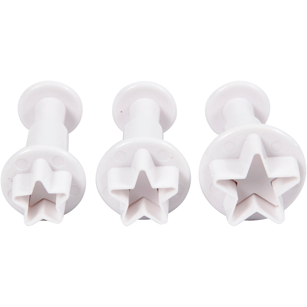 Creativ company uitsteekvormen met stempel, ster, d 2,1+2,3+2,6 cm, wit, 3 stuk 1 doos