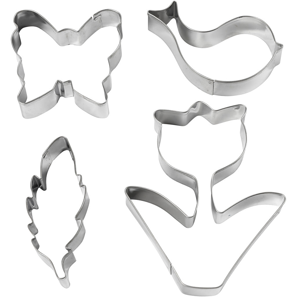 Creativ company uitsteekvormen, bloem, vogel, vlinder, veer, h: 11 cm, 4 stuk 1 doos