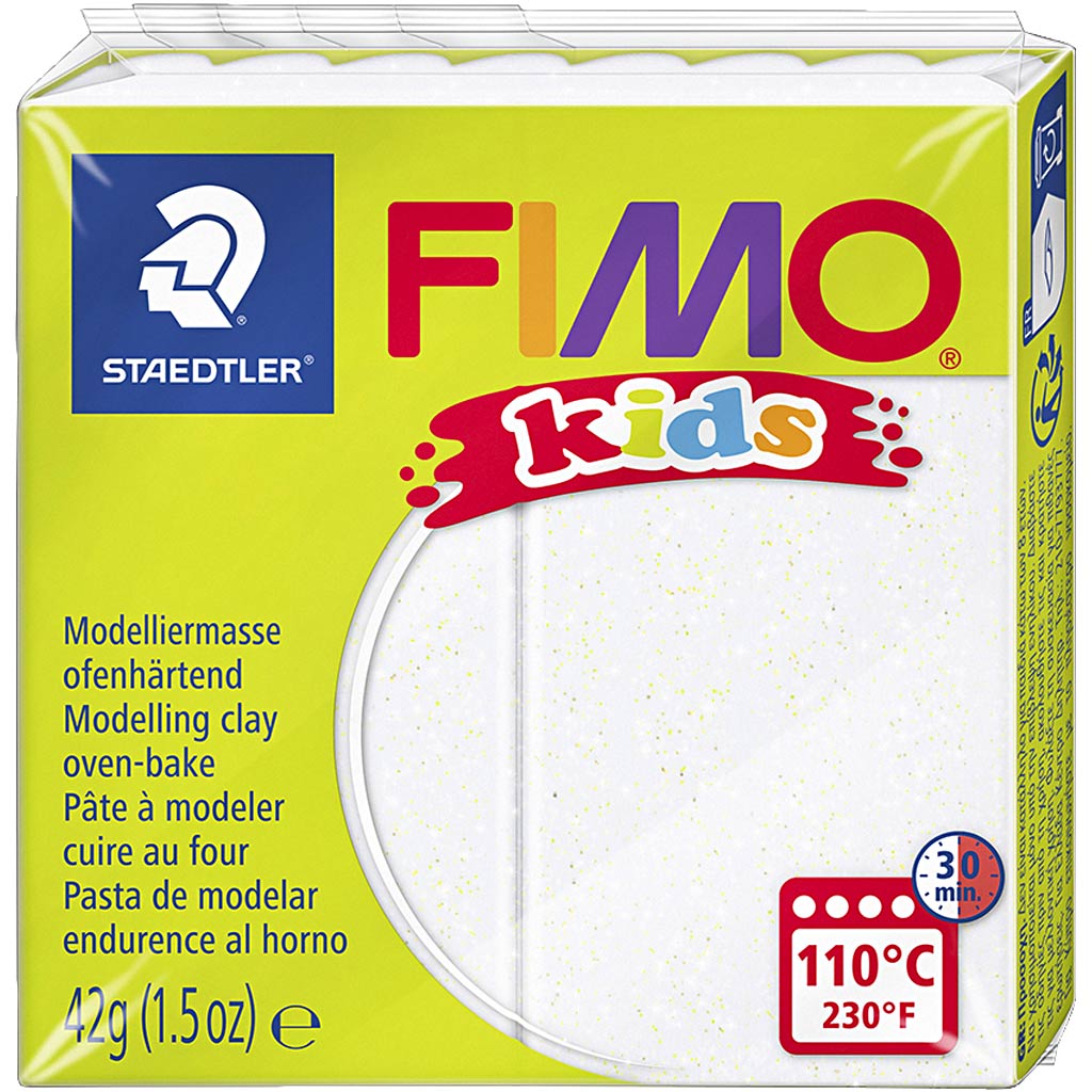 FIMO Kids Boetseerklei Wit Glitter, 42gr