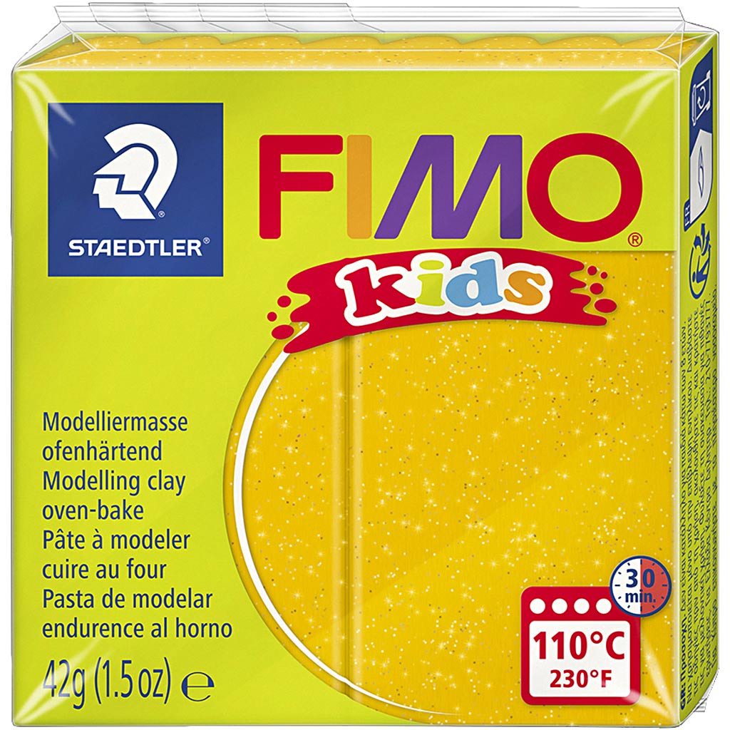 FIMO Kids Boetseerklei Glitter Goud, 42gr