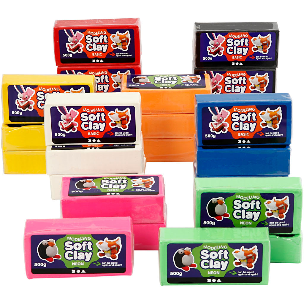 Creativ company boetseerklei, afm 13x6x4 cm, diverse kleuren, 24x500 gr 1 doos