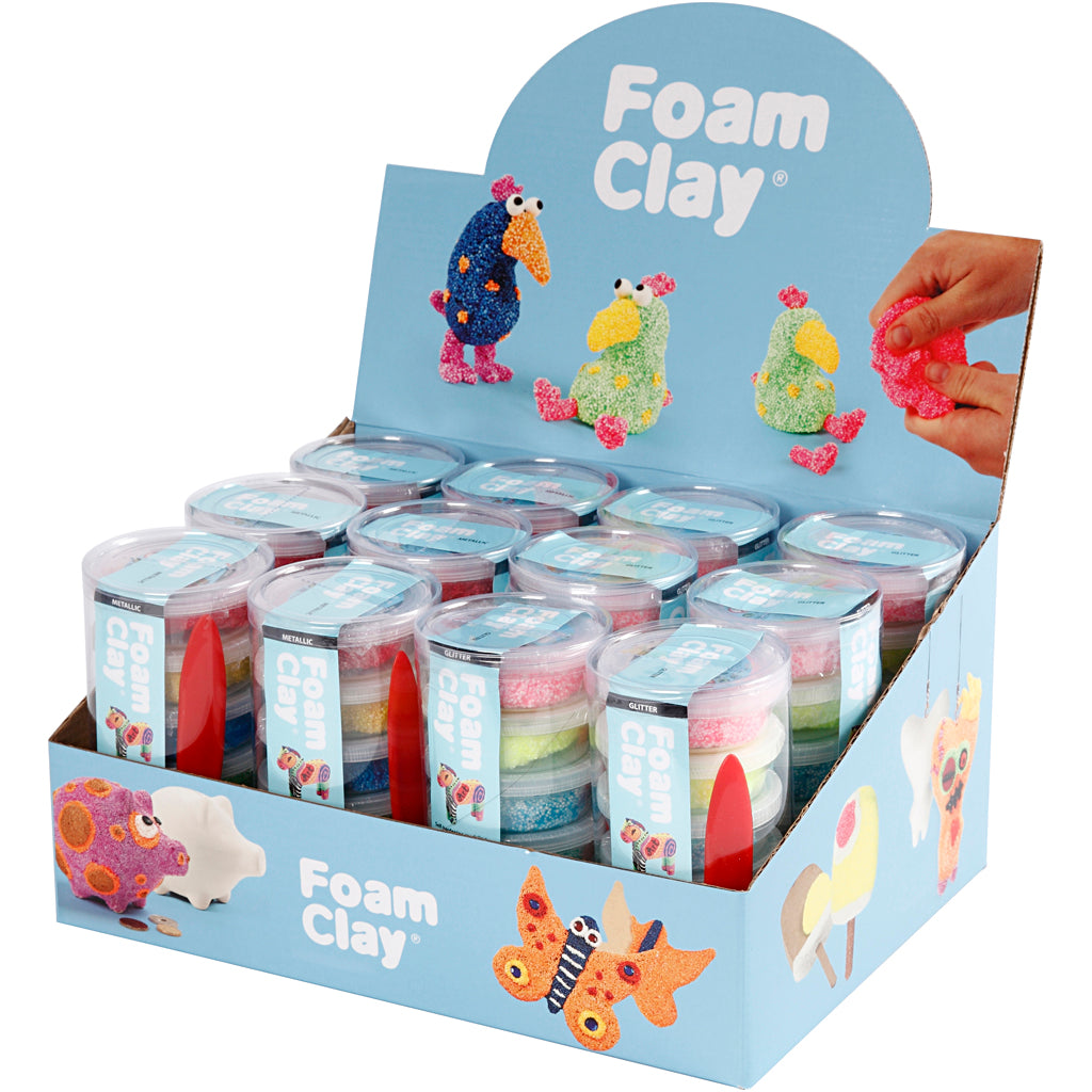 Foam clay ®, glitterkleuren, metallic kleuren, 12 set 1 doos