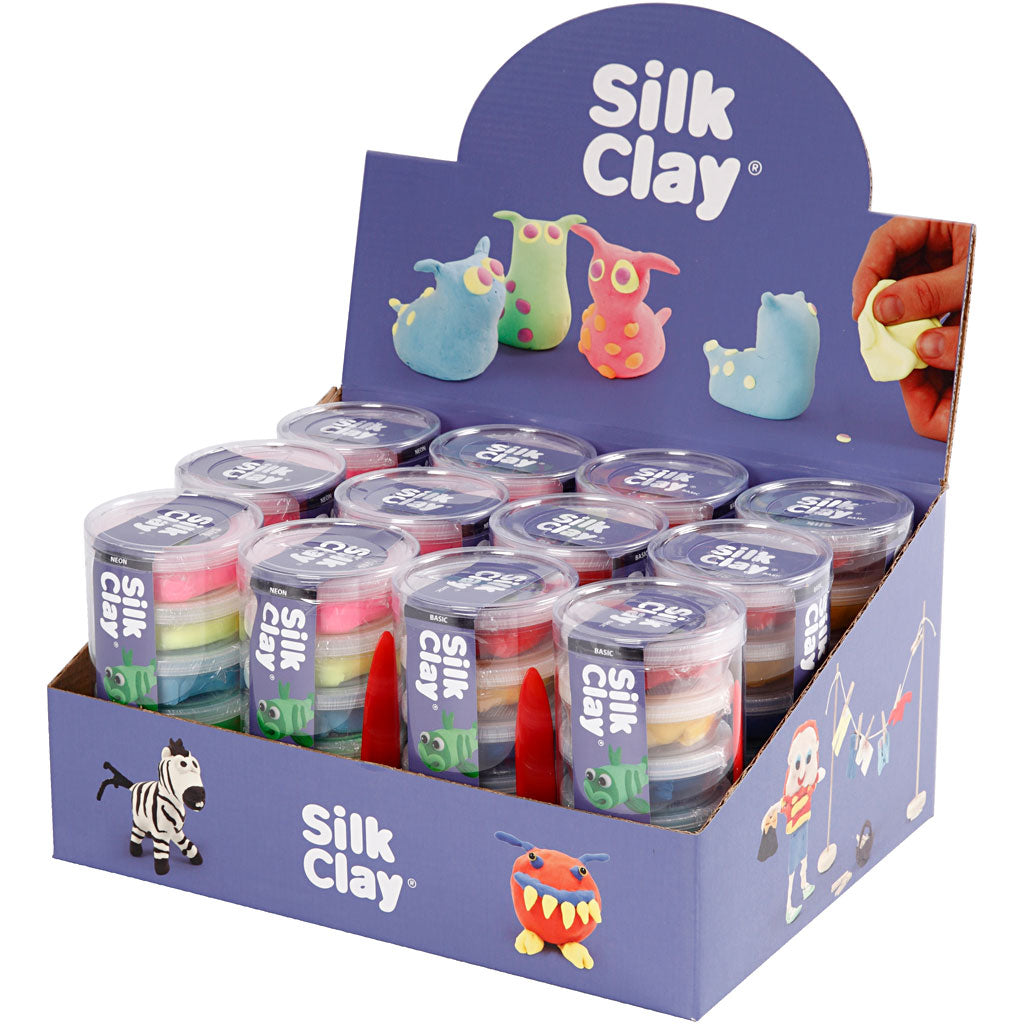 Silk clay ®, neon kleuren, standaardkleuren, 12 set 1 doos
