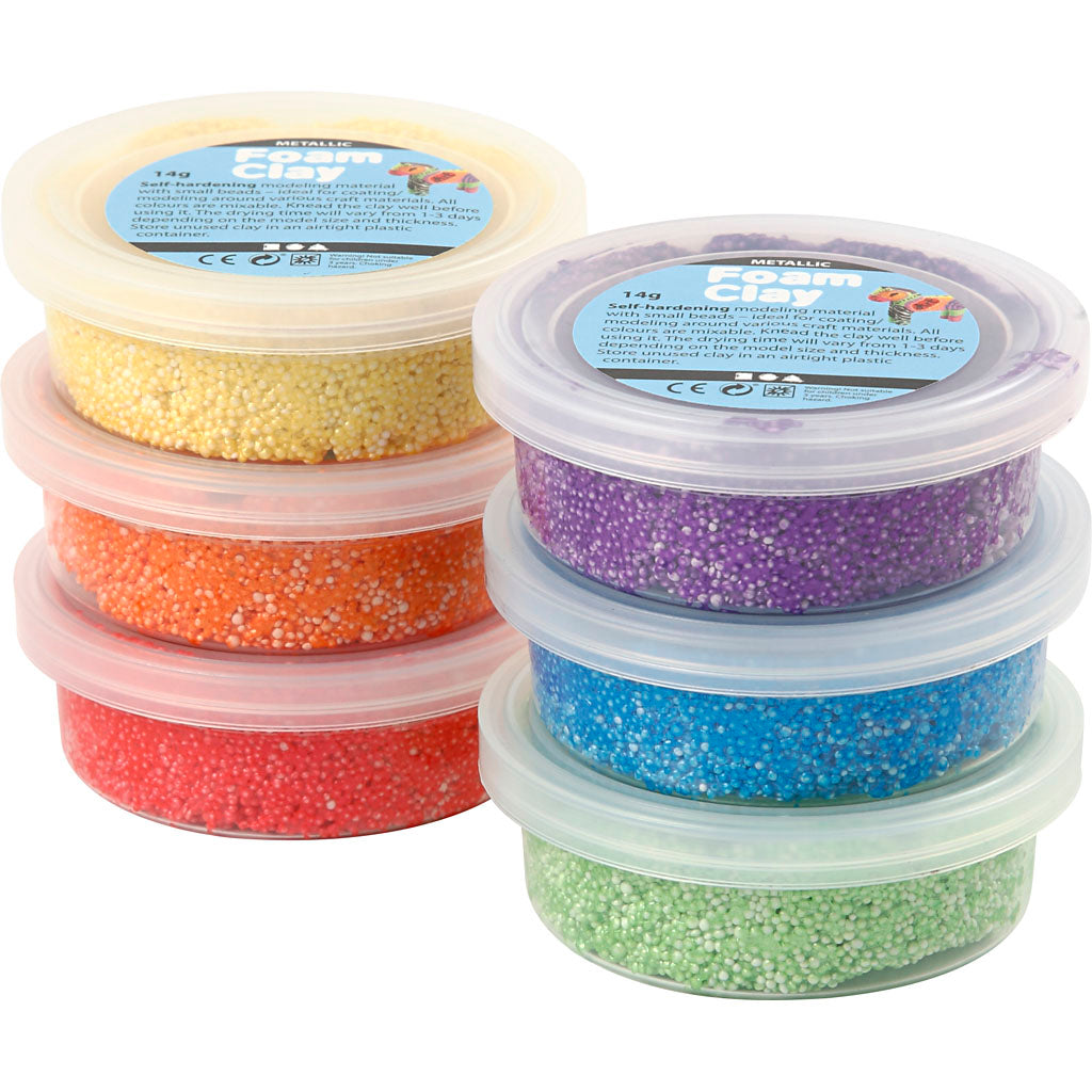 Foam clay ®, metallic, sterke kleuren, 6x14 gr 1 doos