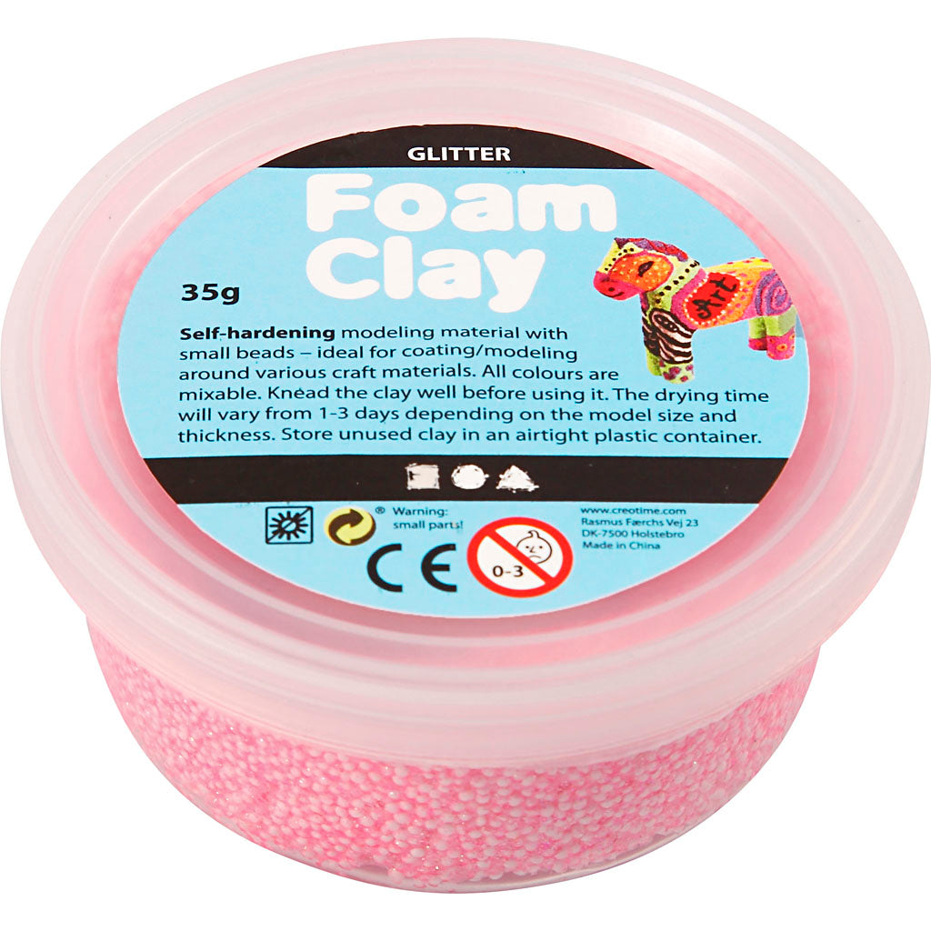 Foam clay ®, glitter, lichtrood, 35 gr 1 doosje