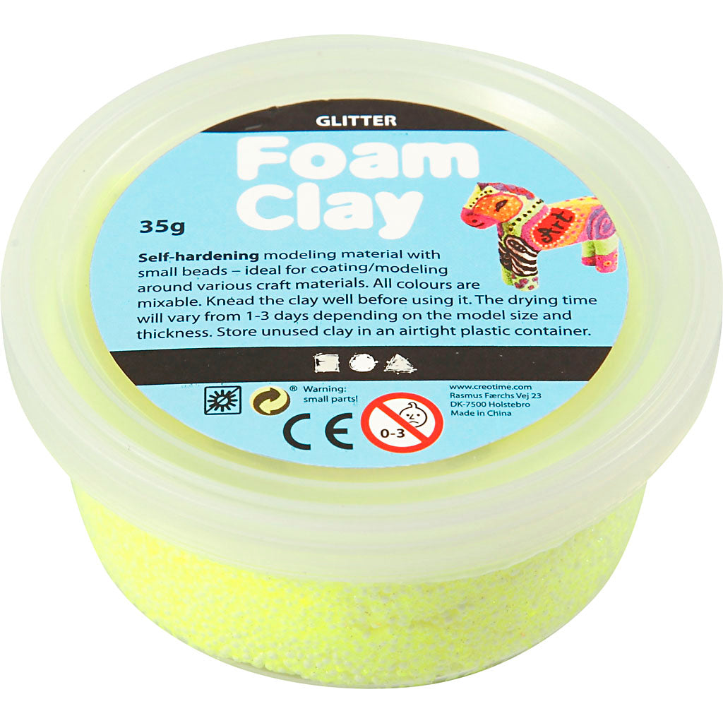 Foam clay ®, glitter, geel, 35 gr 1 doosje