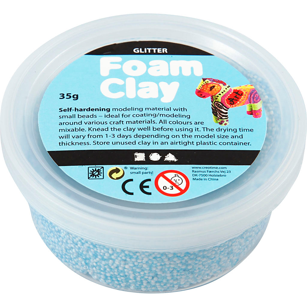 Foam clay ®, glitter, lichtblauw, 35 gr 1 doosje