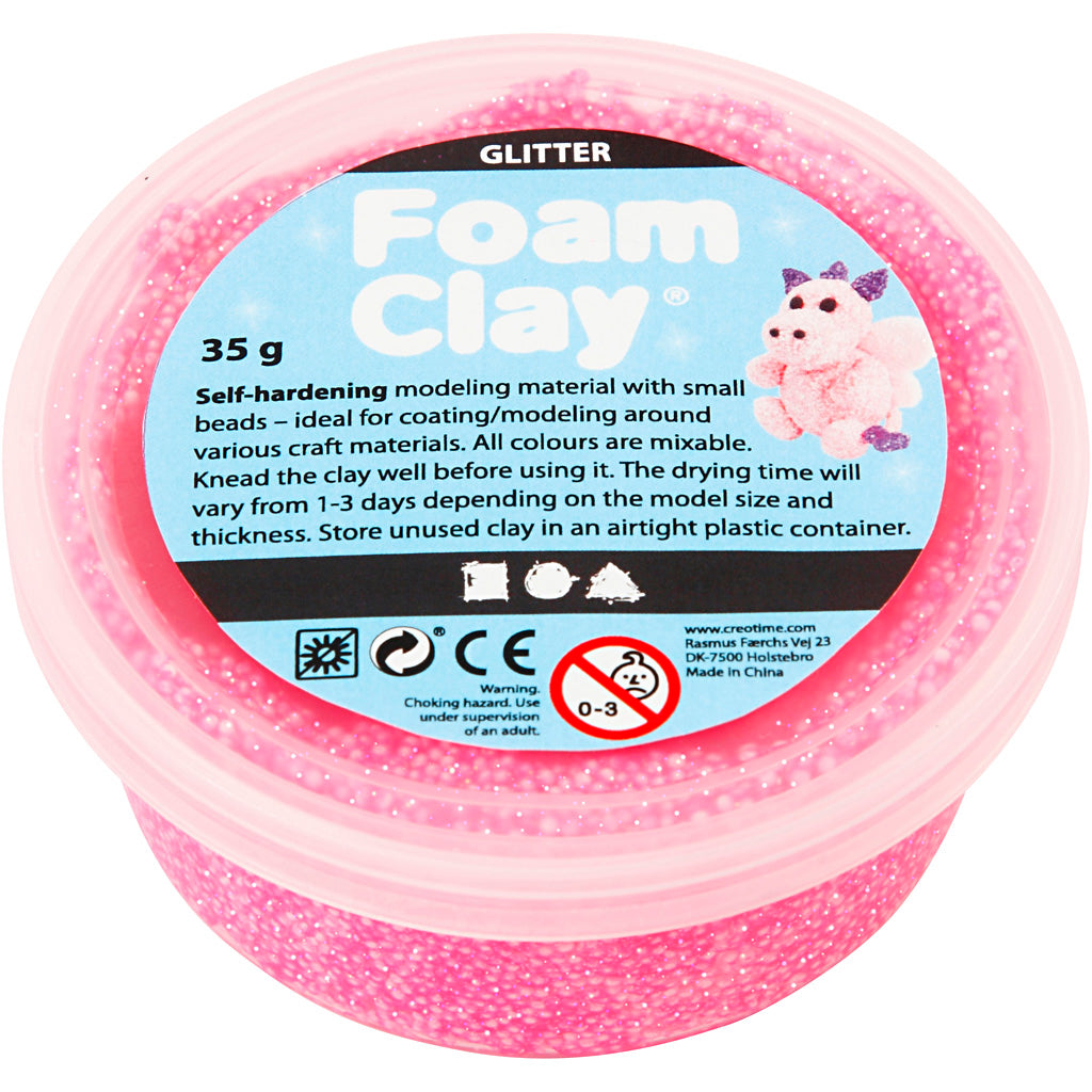 Foam clay ®, glitter, roze, 35 gr 1 doosje