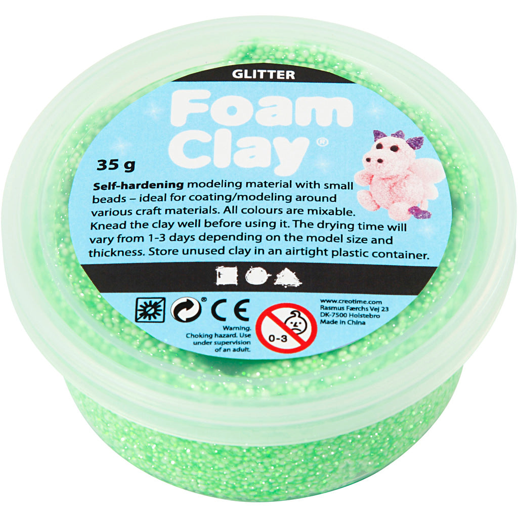 Foam clay ®, glitter, groen, 35 gr 1 doosje