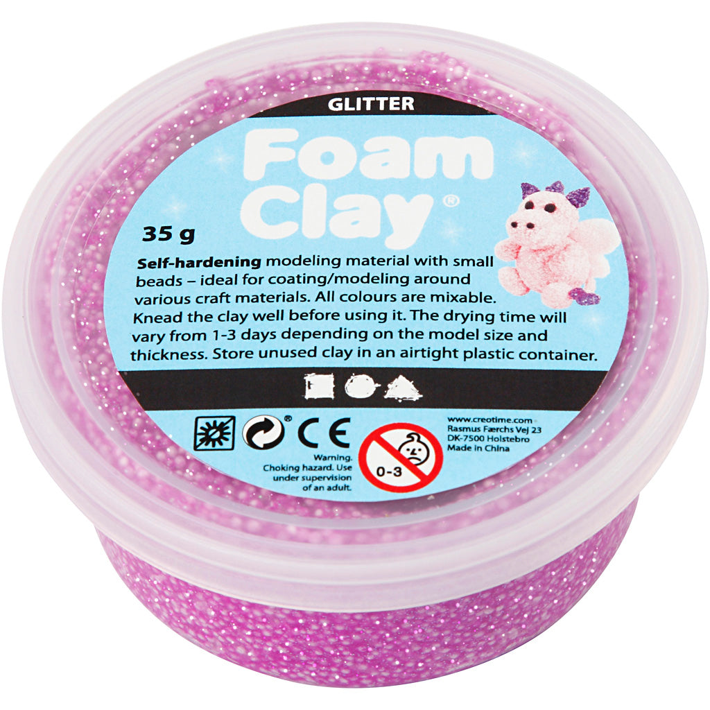 Foam clay ®, glitter, paars, 35 gr 1 doosje